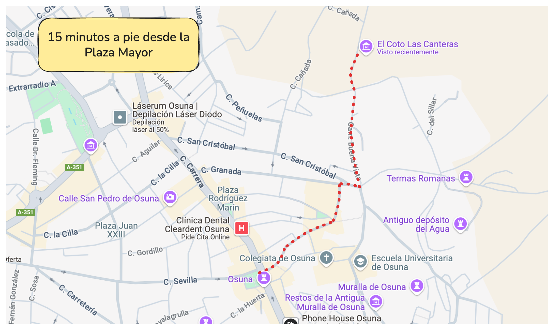 Mapa para llegar a El Coto Las Canteras de Osuna a pie