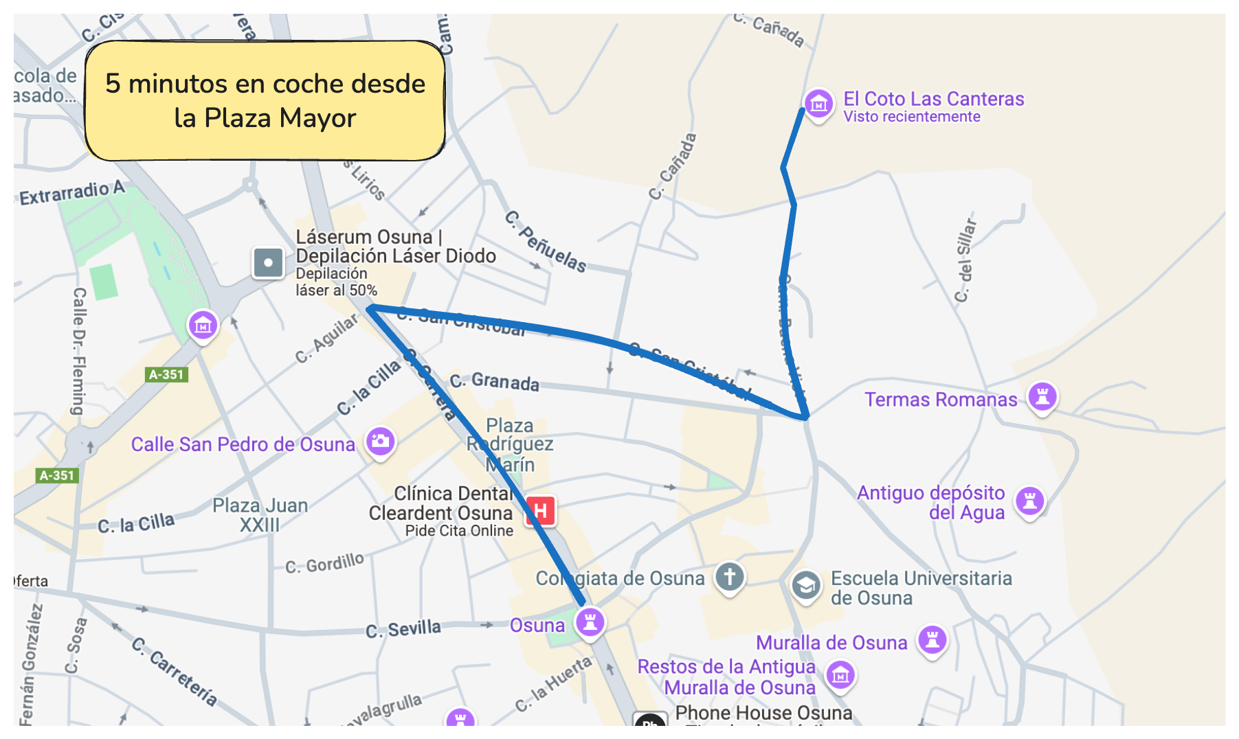 Mapa para llegar a El Coto Las Canteras de Osuna en coche